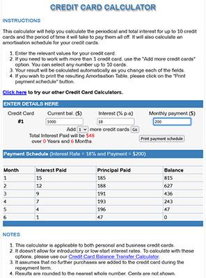 Credit Card Calculator